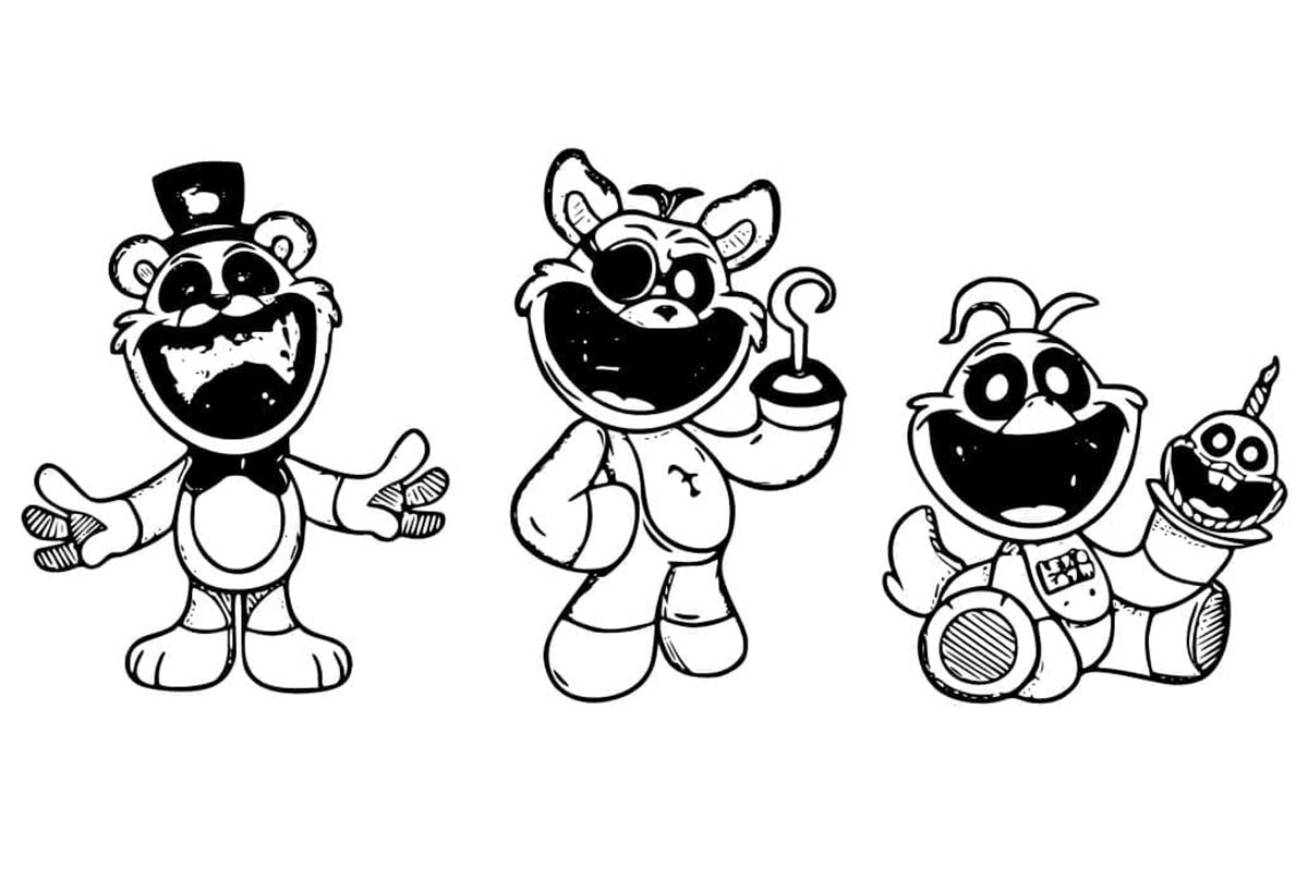 Desenhos de FNAF e Smiling Critters grátis para colorir