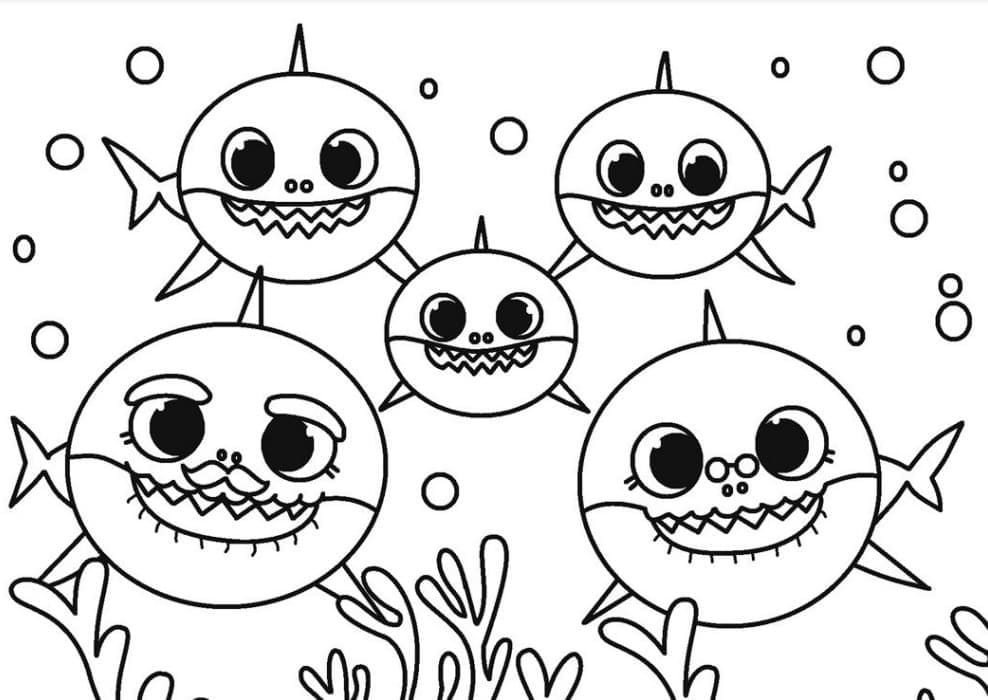 Desenhos de Família Baby Shark para colorir