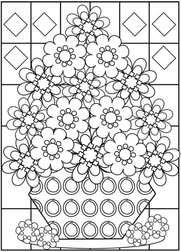 Desenhos de Mosaico de flores para colorir