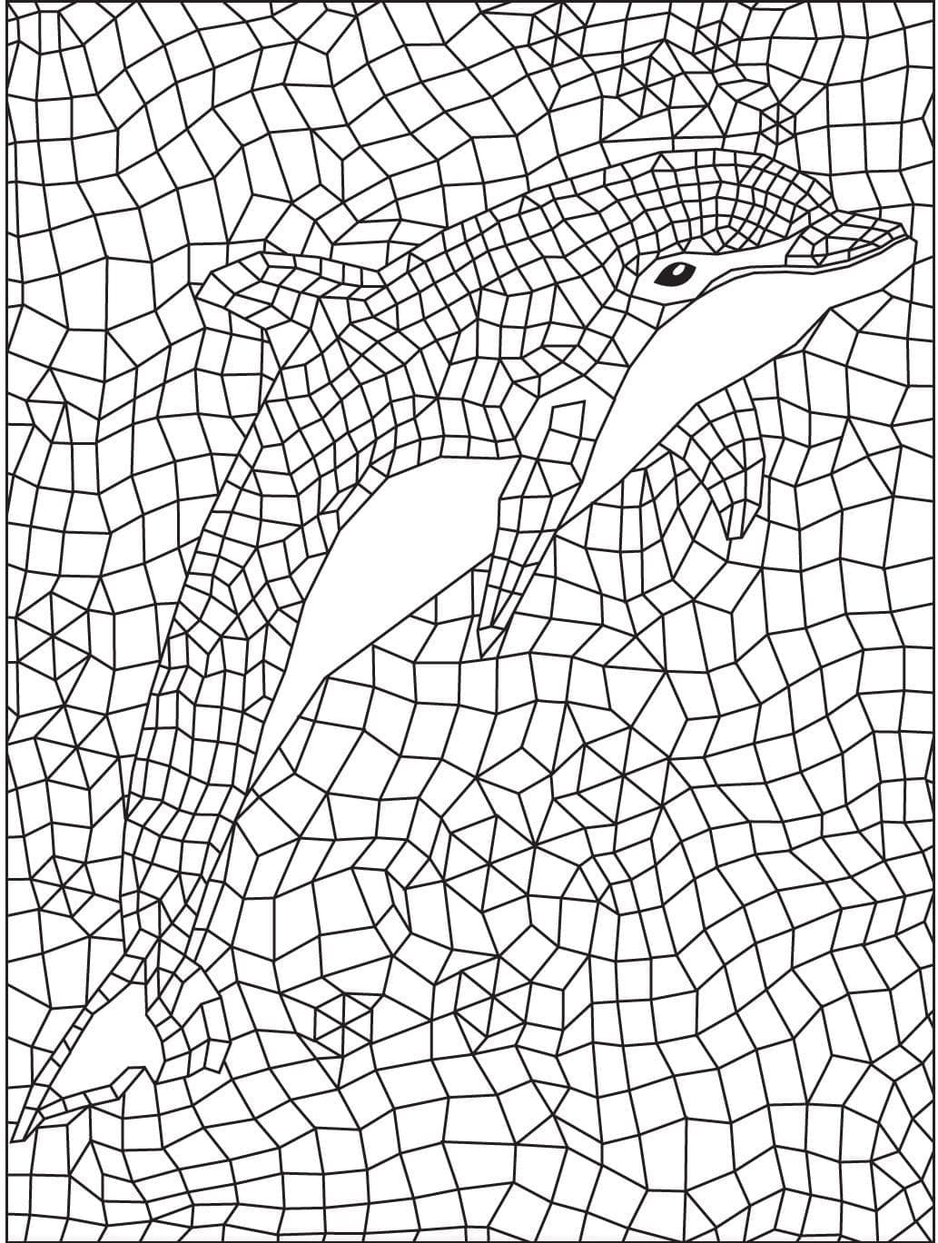 Desenhos de Mosaico de golfinhos para colorir