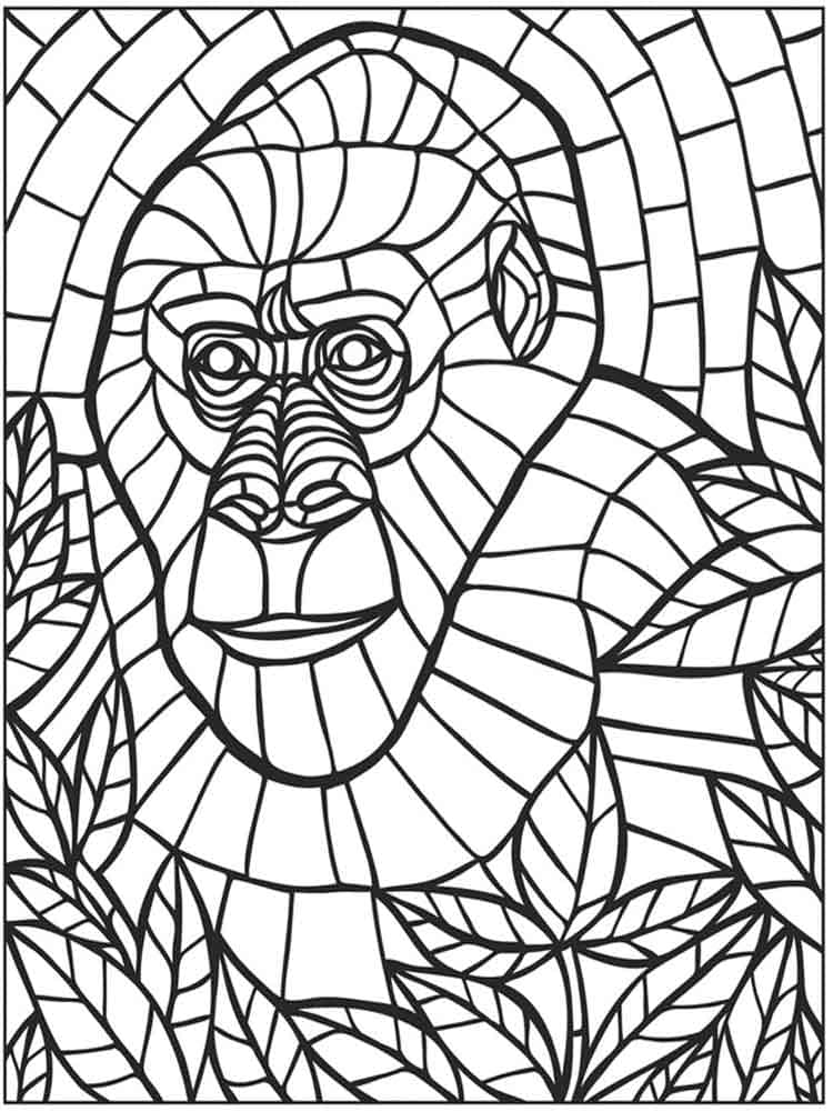 Desenhos de Mosaico de macacos para colorir