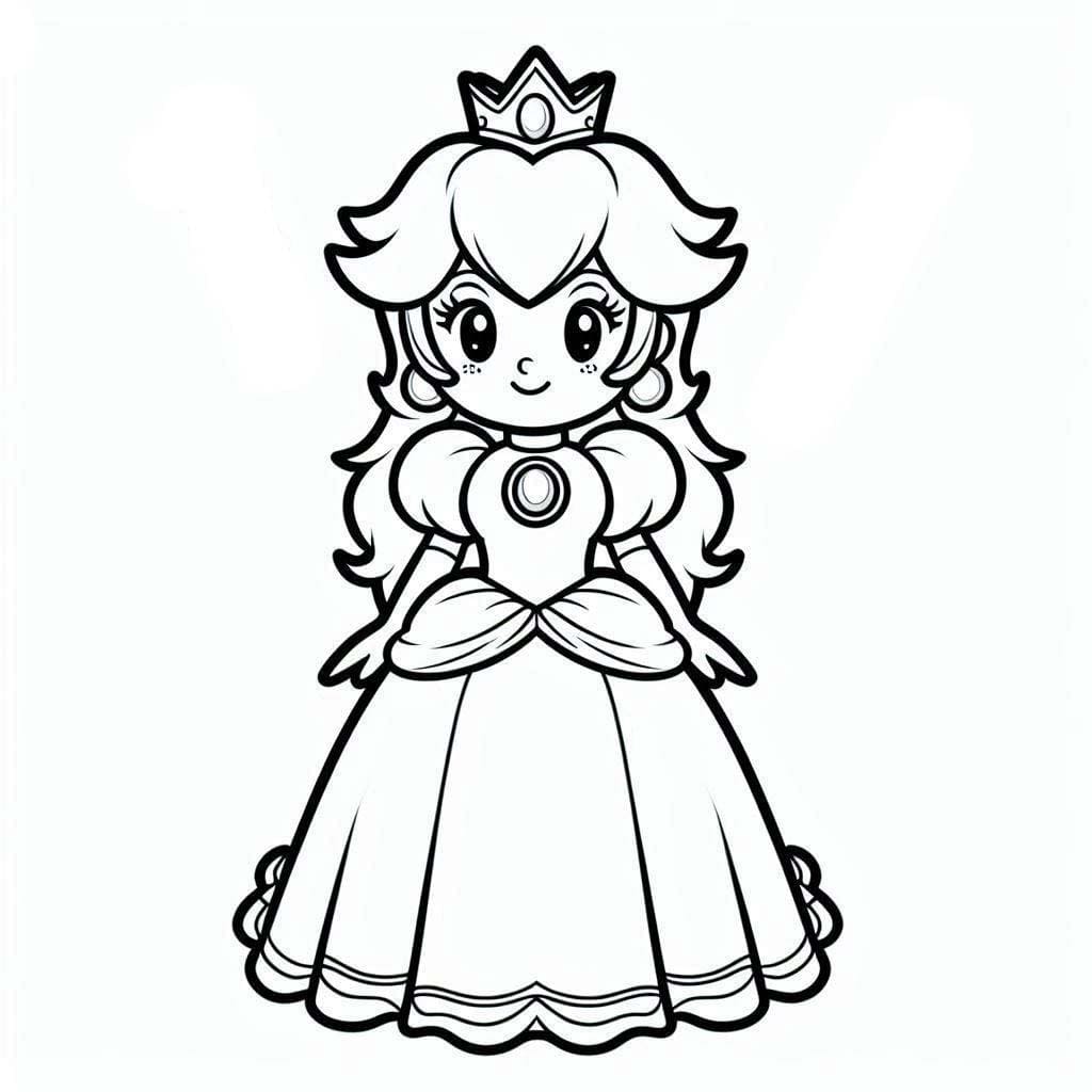 Desenhos de Princesa Peach fácil para colorir