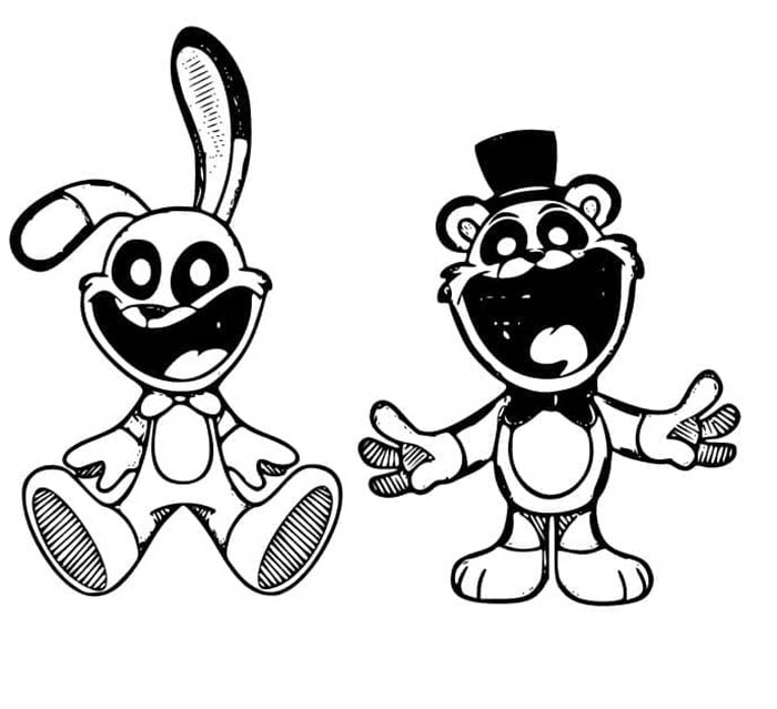 Desenhos de Smiling Critters e Freddy FNAF grátis para colorir