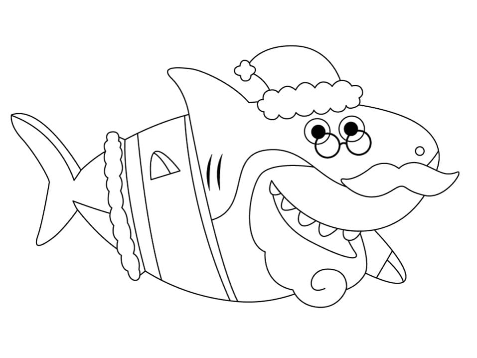 Desenhos de Tubarão Papai Noel do Baby Shark para colorir