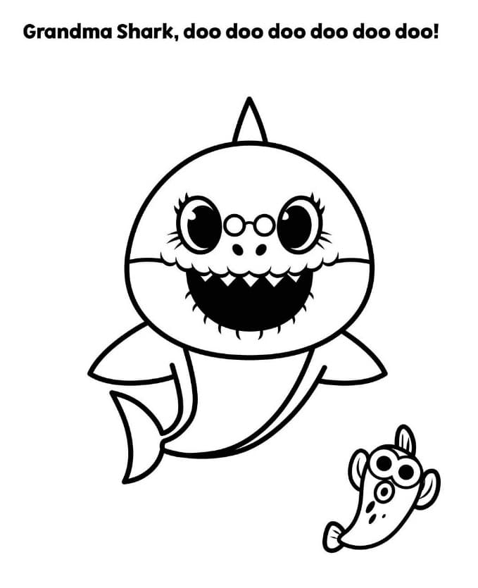 Desenhos de Vovó Tubarão do Baby Shark para colorir