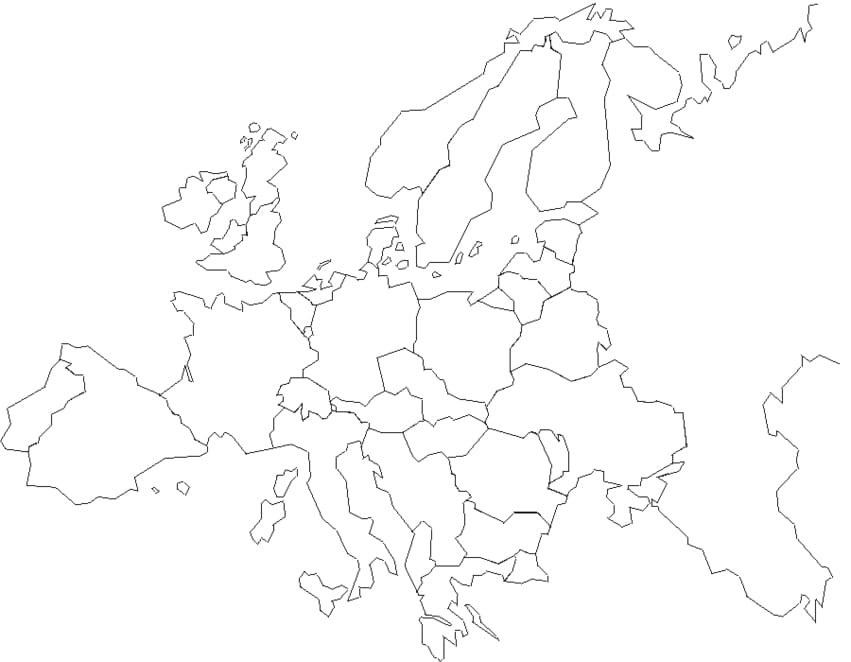 Desenhos de Esboço do mapa da Europa em branco para colorir