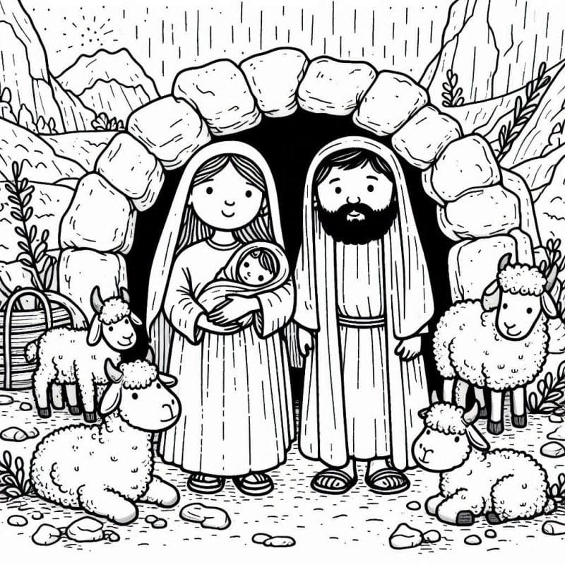 Desenhos de Image nascimento de Jesus simples para colorir