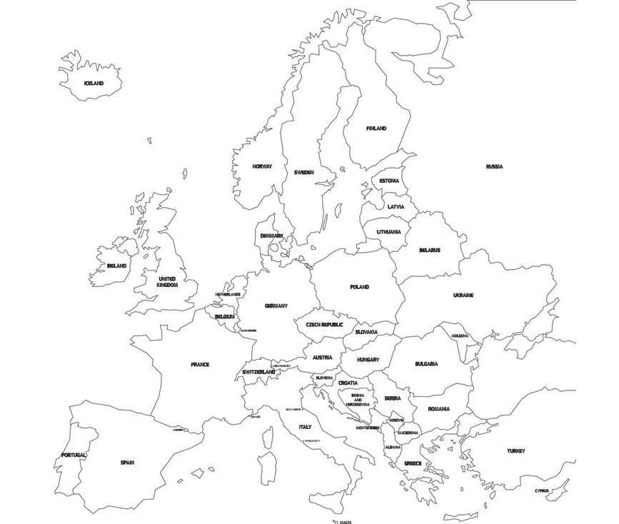 Mapa da Europa Para Colorir