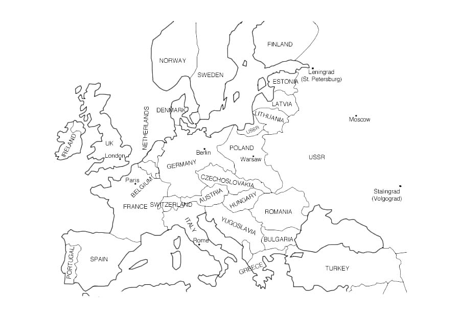 Desenhos de Mapa da Europa Imagem para impressão para colorir