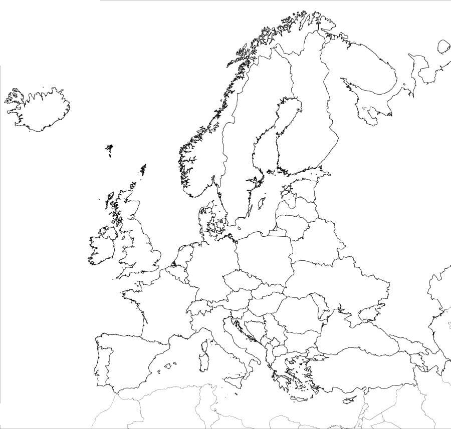 Desenhos de Mapa da Europa para Estudantes para colorir