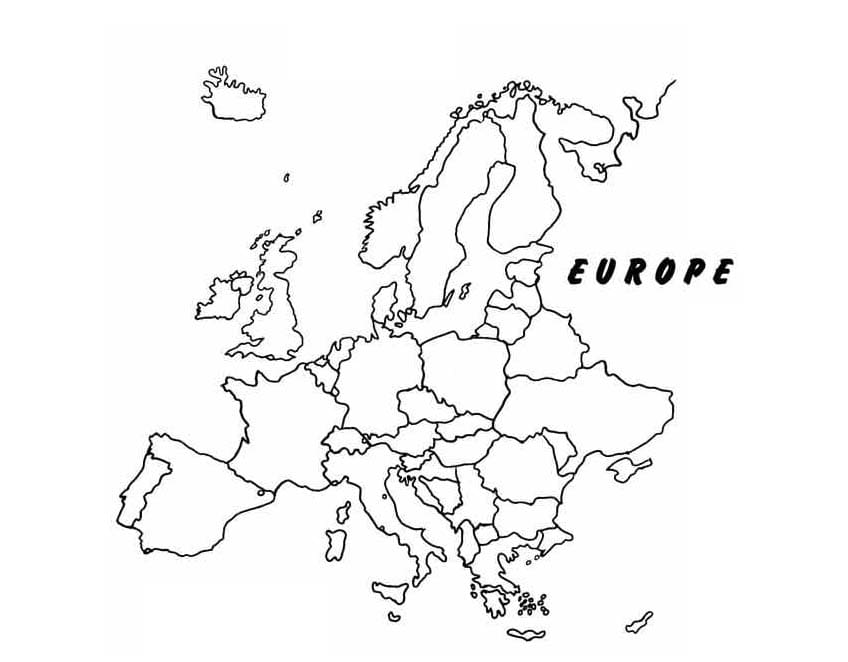 Desenhos de Mapa da Europa para imprimir para colorir