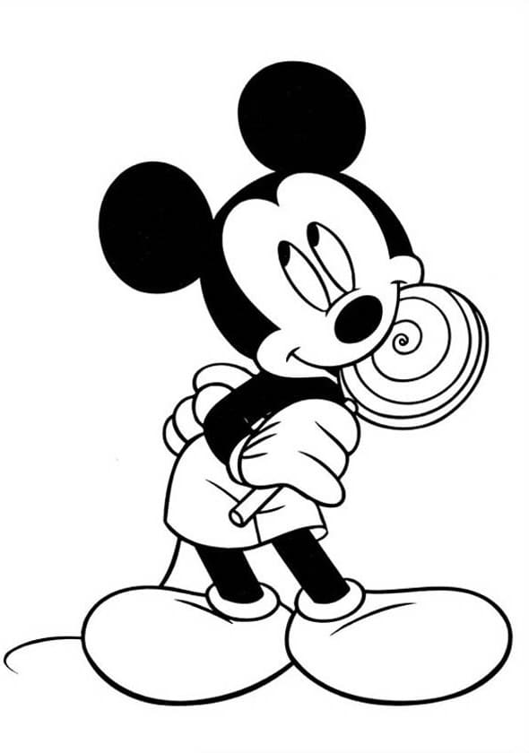 Desenhos de Mickey com pirulito para colorir