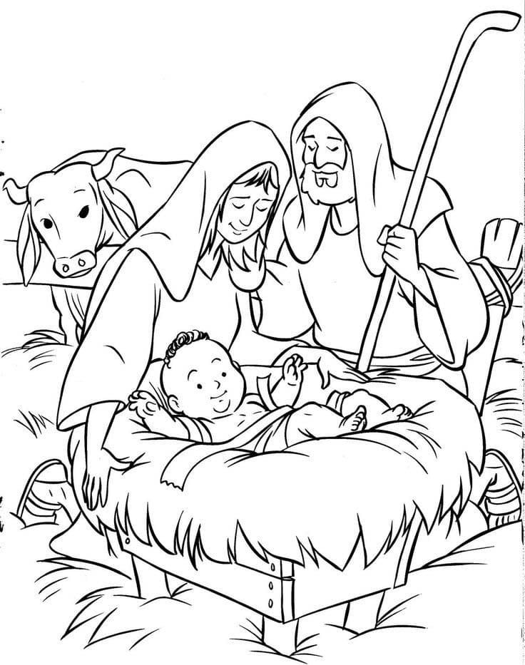 Desenhos de Nascimento de Jesus 2 para colorir