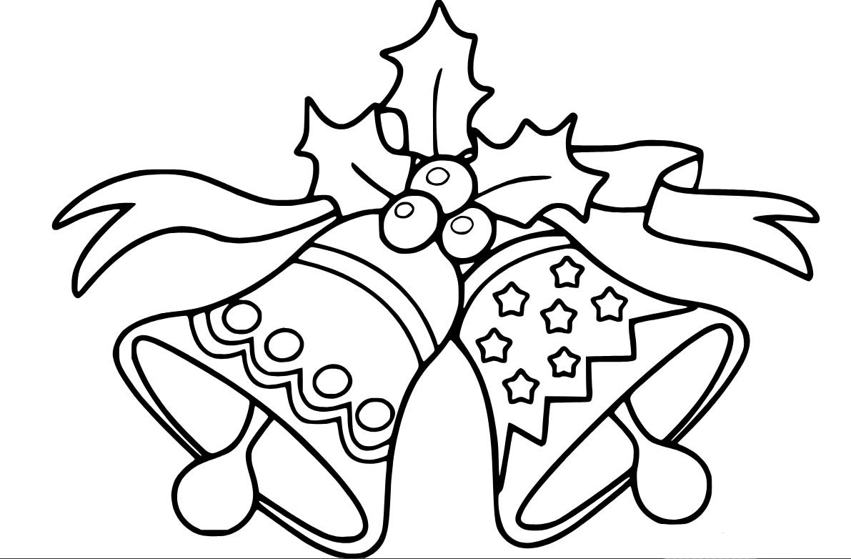 Desenhos de Sino de jingle com padrão de estrelas para colorir