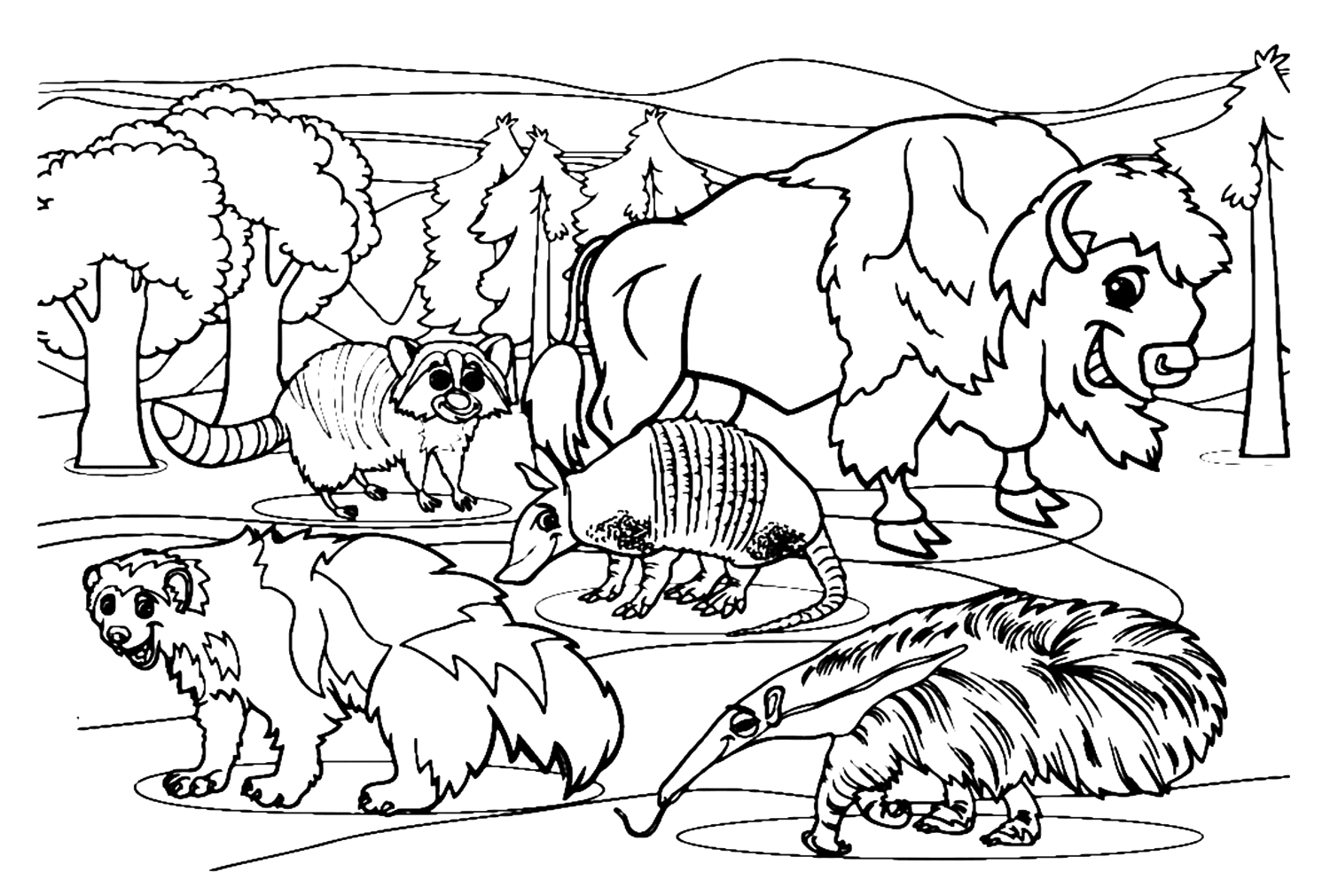 Desenhos de Tamanduá e outros mamíferos para colorir