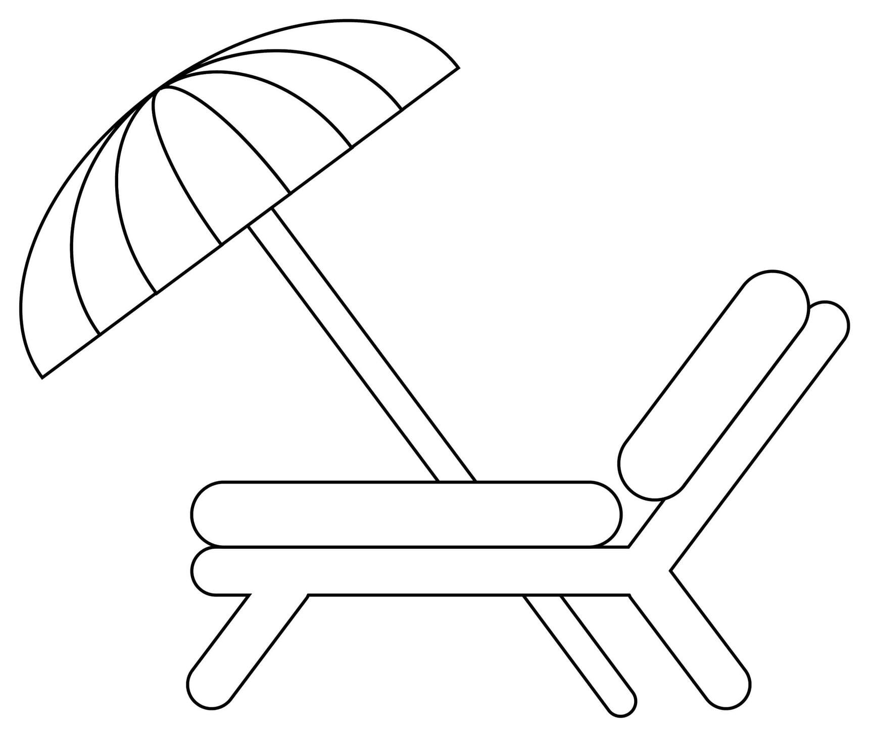 Desenhos de Cadeira de praia fácil com guarda-chuva para colorir