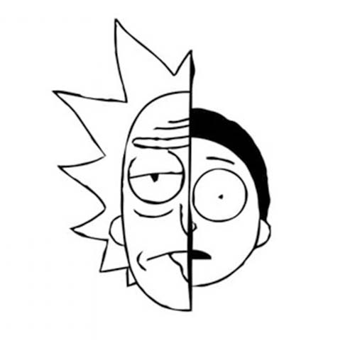 Desenhos de Cara de Rick e Morty para colorir