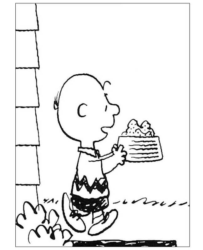 Desenhos de Desenhar Charlie traz comida para Snoopy para colorir