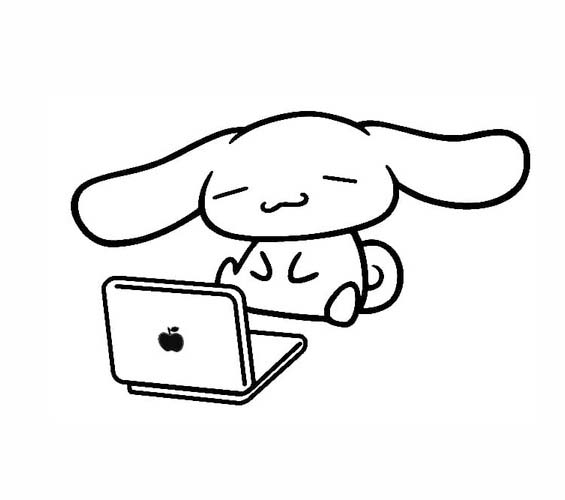 Desenhos de Desenhar Cinnamoroll com Laptop para colorir