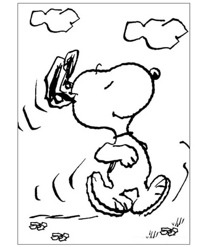 Desenhos de Desenhar Snoopy Aproveita O Vento para colorir