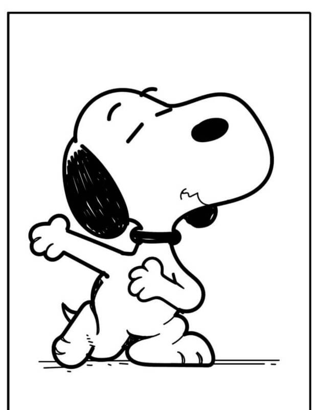 Desenhos de Desenhar Snoopy se ajoelhando para colorir