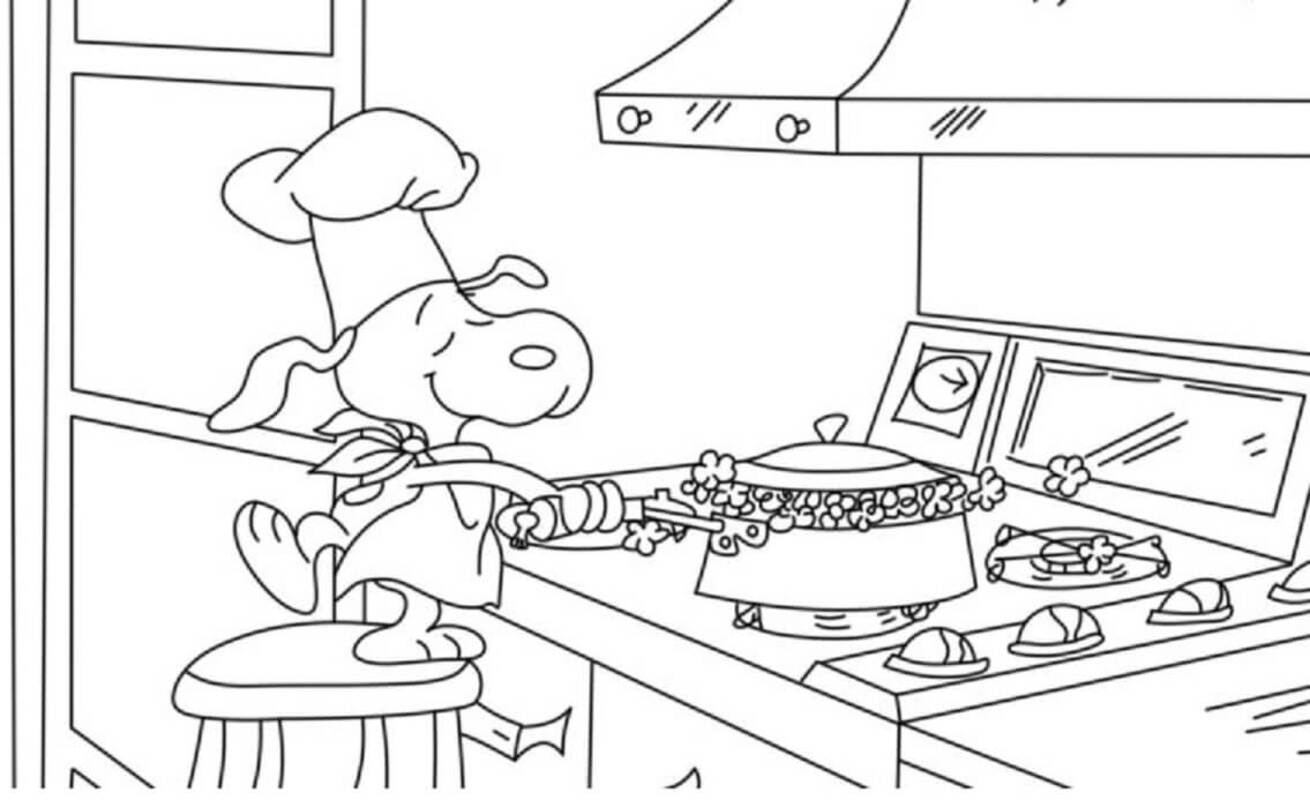 Desenhos de Desenhar o chef Snoopy para colorir