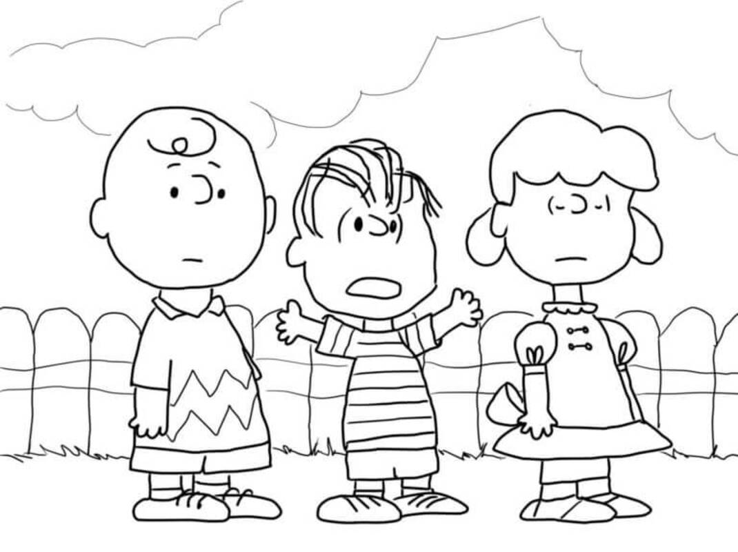 Desenhos de Desenhe Charlie, Linus e Lucy para colorir