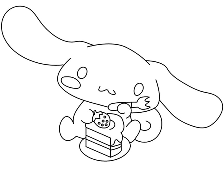 Desenhos de Desenhe Cinnamoroll com um bolo para colorir