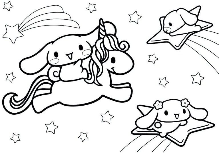 Desenhos de Desenhe Cinnamoroll e Unicórnios para colorir