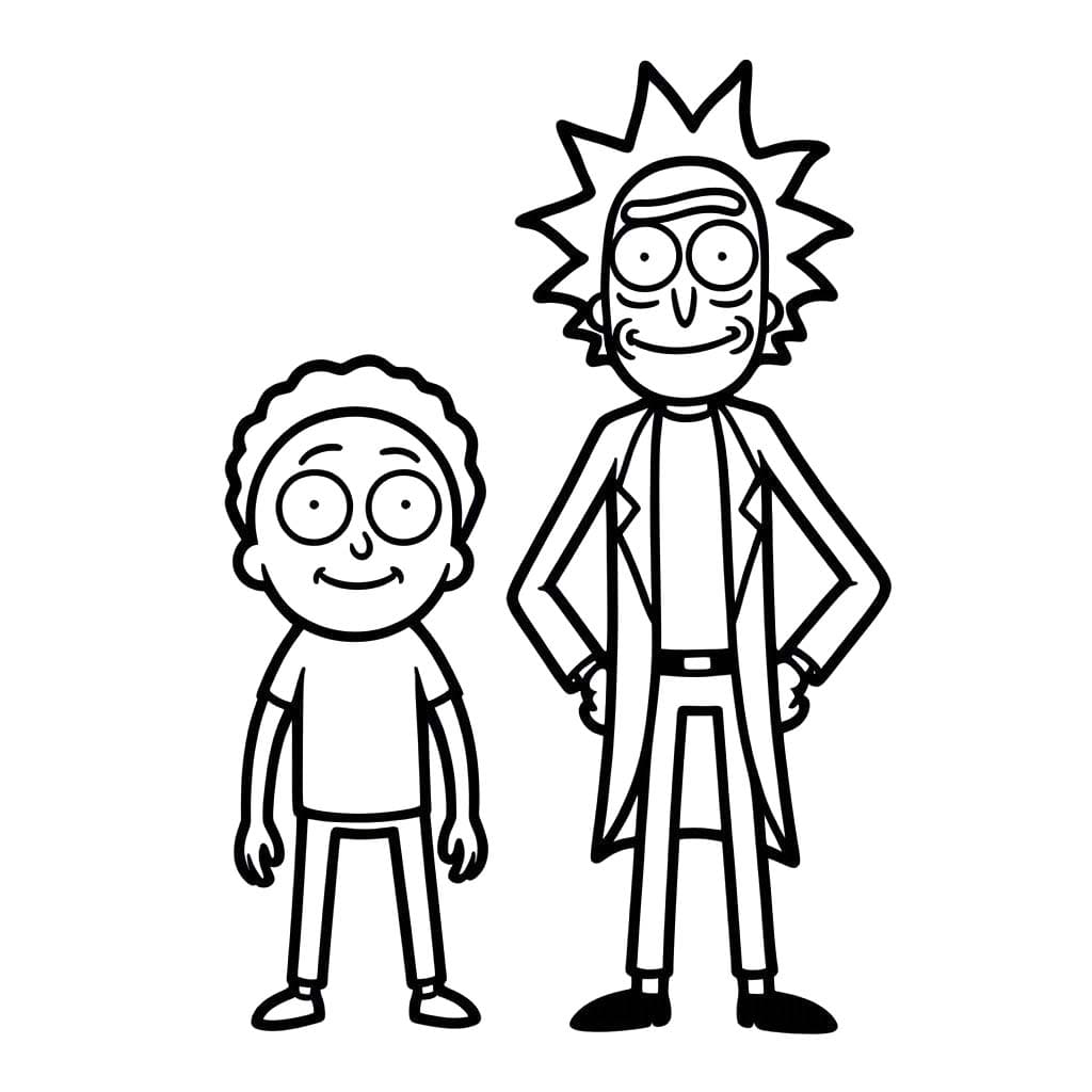 Desenhos de Desenhe Rick e Morty simples para colorir