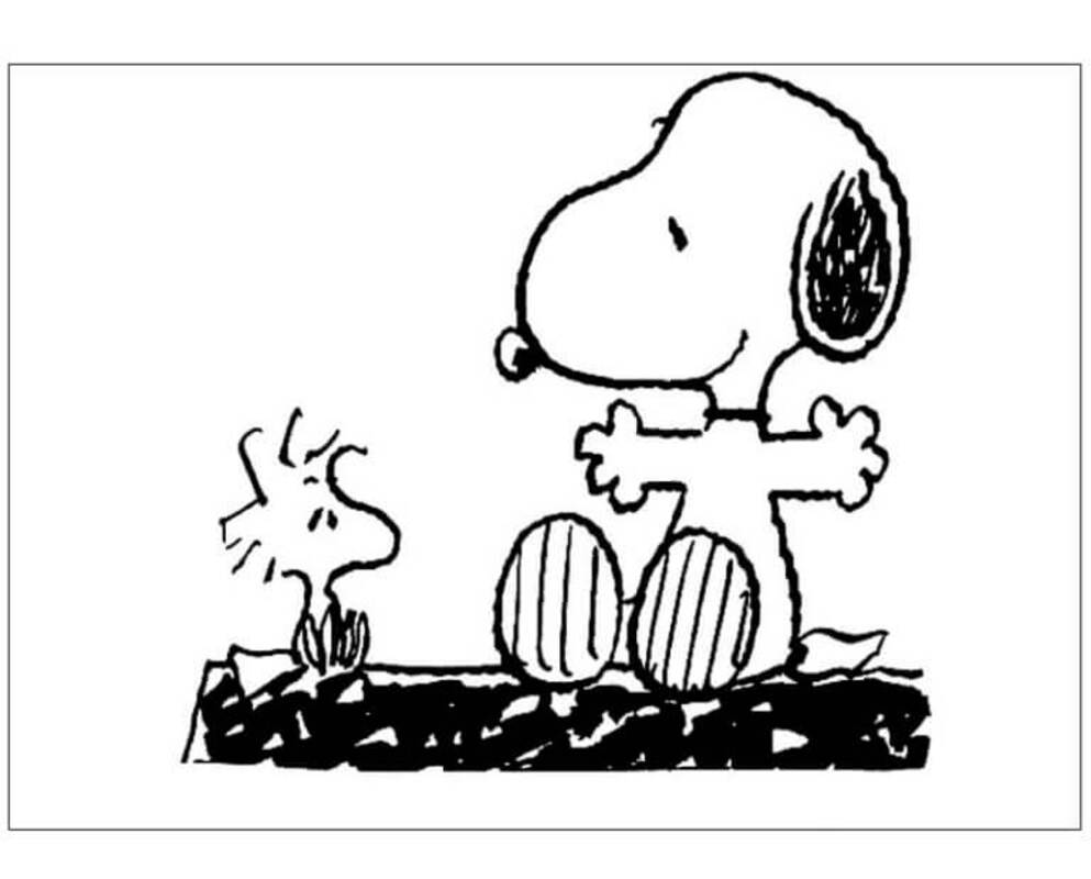 Desenhos de Desenhe Snoopy e Woodstock Básicos para colorir