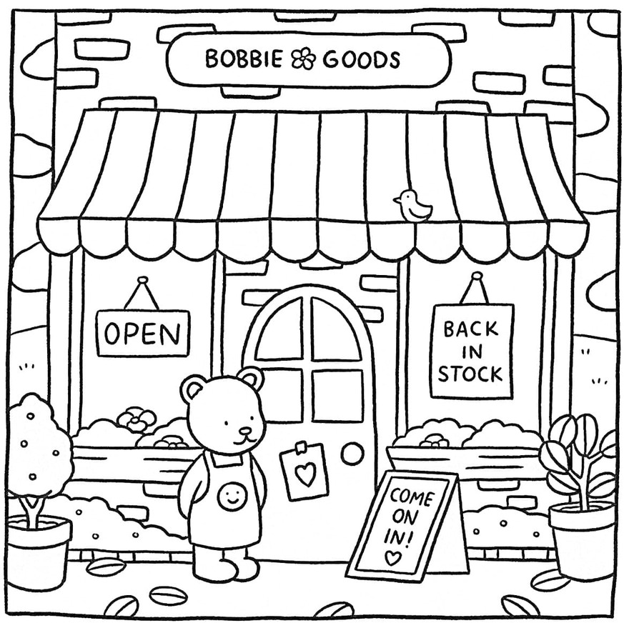 Desenhos de Desenhe a loja Bobbie Goods para colorir