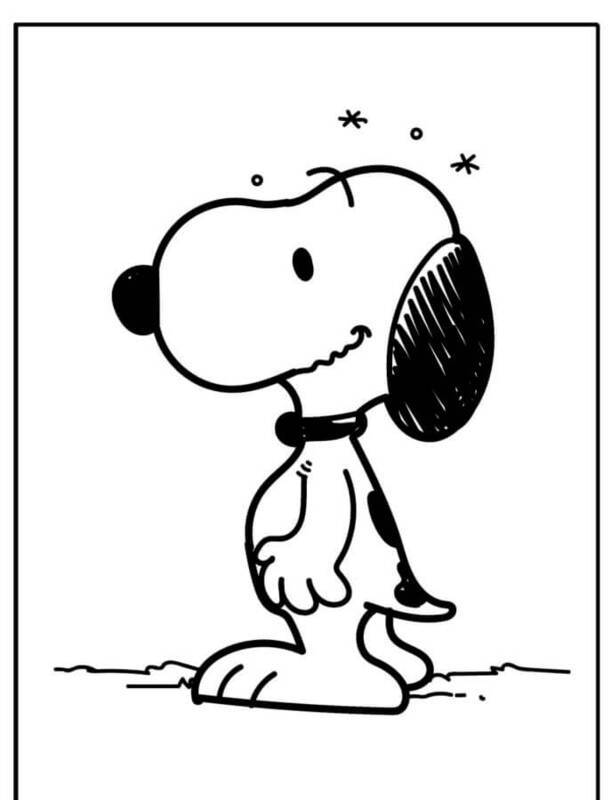 Desenhos de Desenhe o Snoopy pensativo para colorir