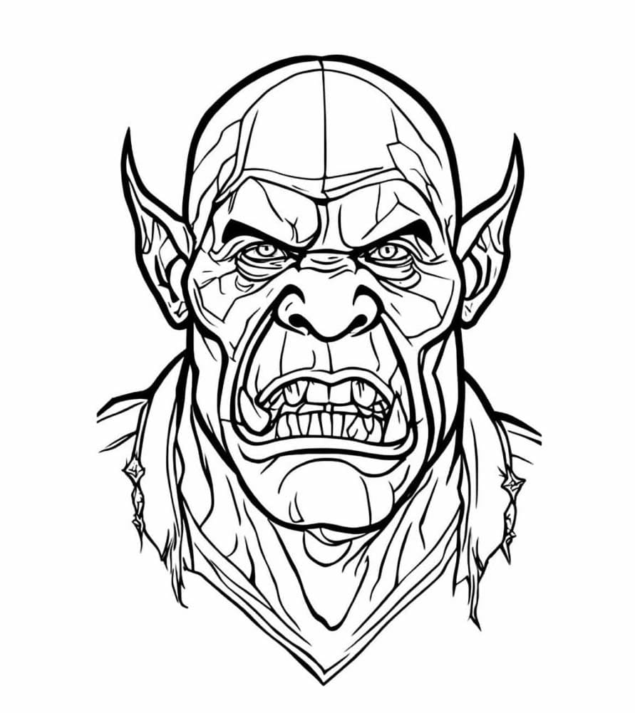 Desenhos de Desenhe o rosto do Orc para colorir