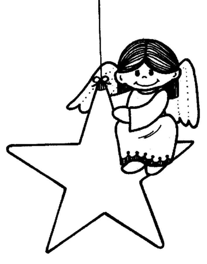 Desenhos de Estrela de Natal e Anjinho para colorir