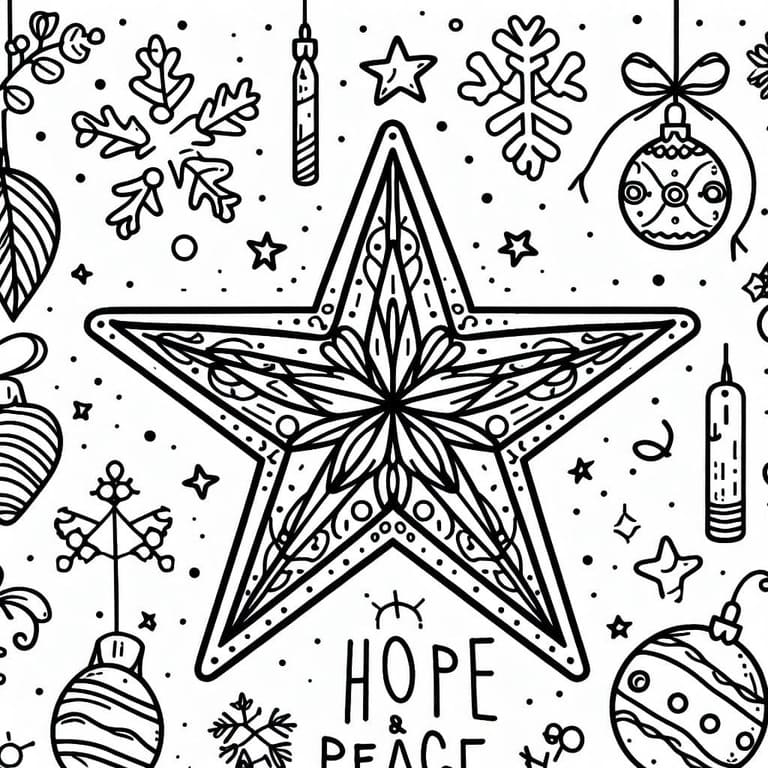 Desenhos de Estrela de Natal maravilhosa para colorir