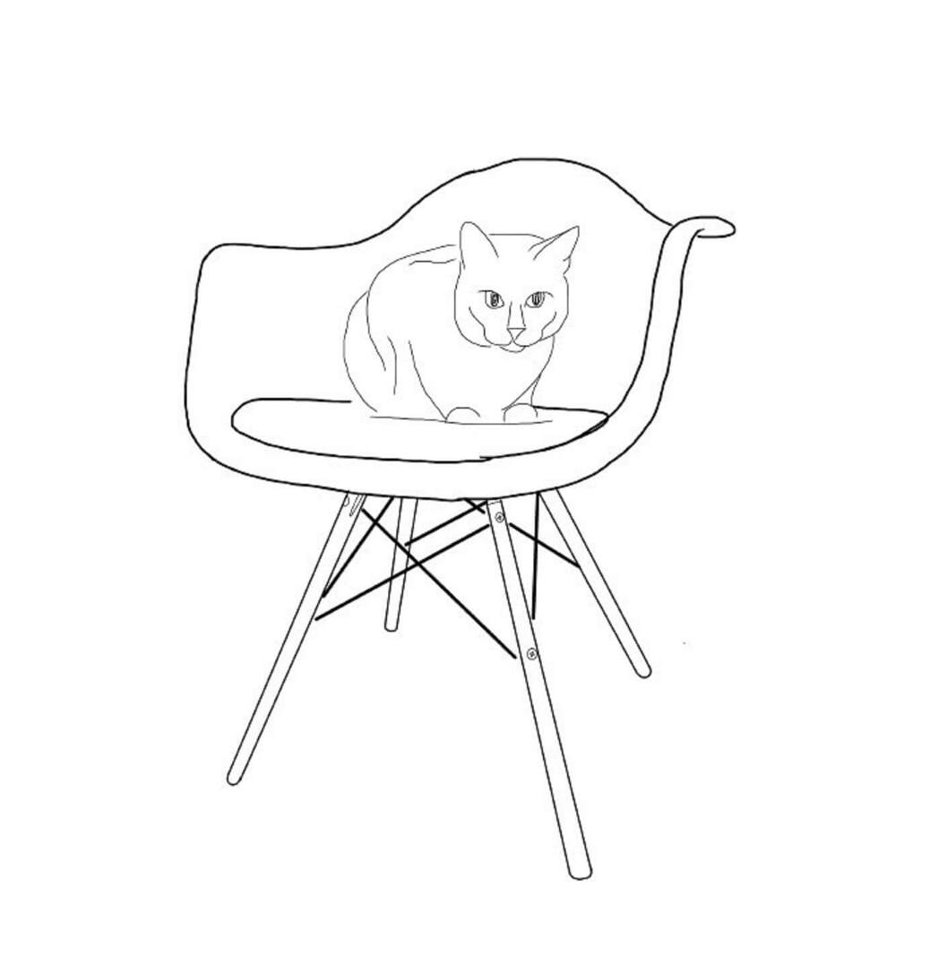 Desenhos de Gato na cadeira para colorir