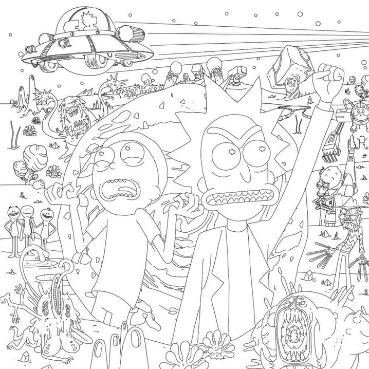 Desenhos de Imprimir Rick e Morty para colorir