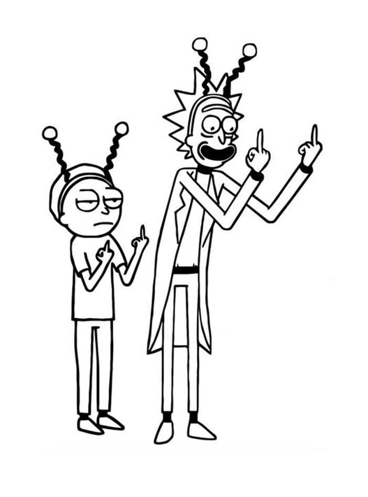 Desenhos de Rick e Morty engraçados para colorir