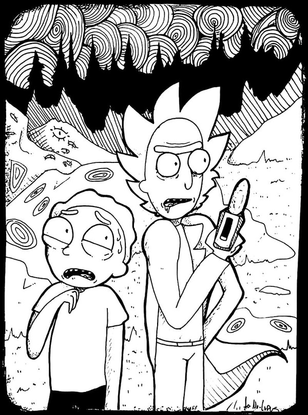 Desenhos de Rick e Morty imprimir para colorir