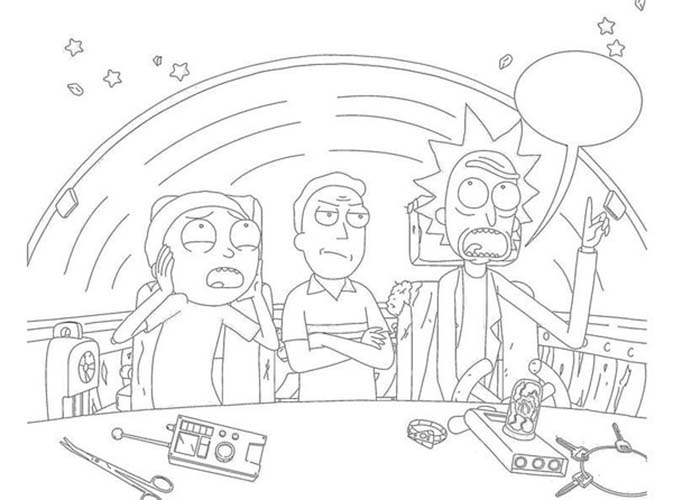 Desenhos de Rick e Morty para crianças para colorir