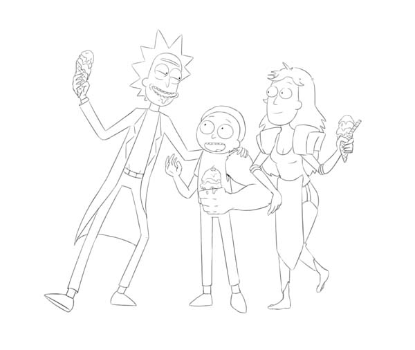 Desenhos de Rick e Morty para imprimir para crianças para colorir