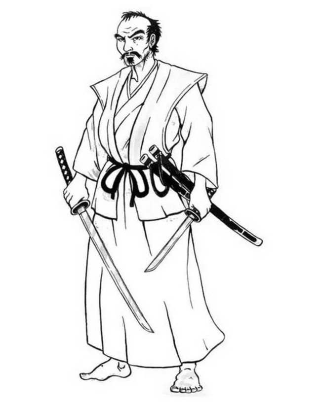 Desenhos de Desenhar Samurai Simples para colorir