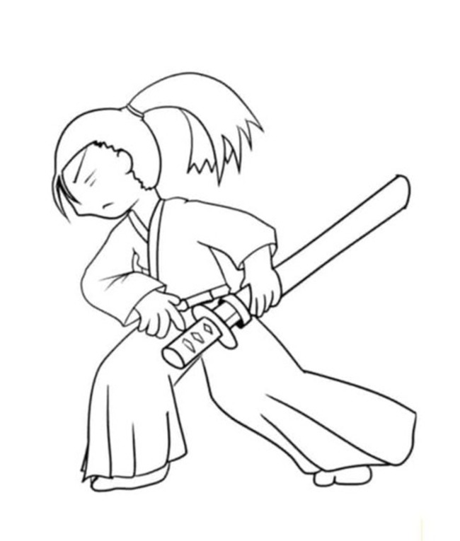 Desenhos de Desenhar Samurai fofo para colorir