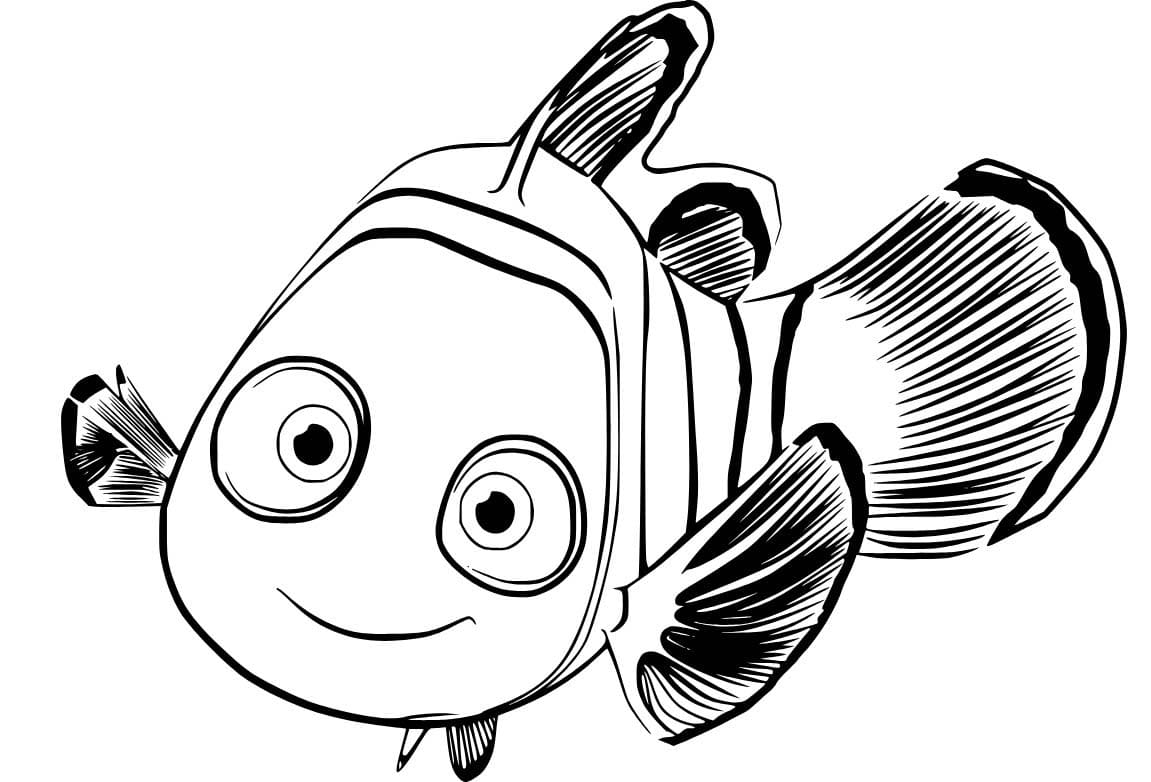 Desenhos de Desenhe um lindo peixe-palhaço Nemo para colorir