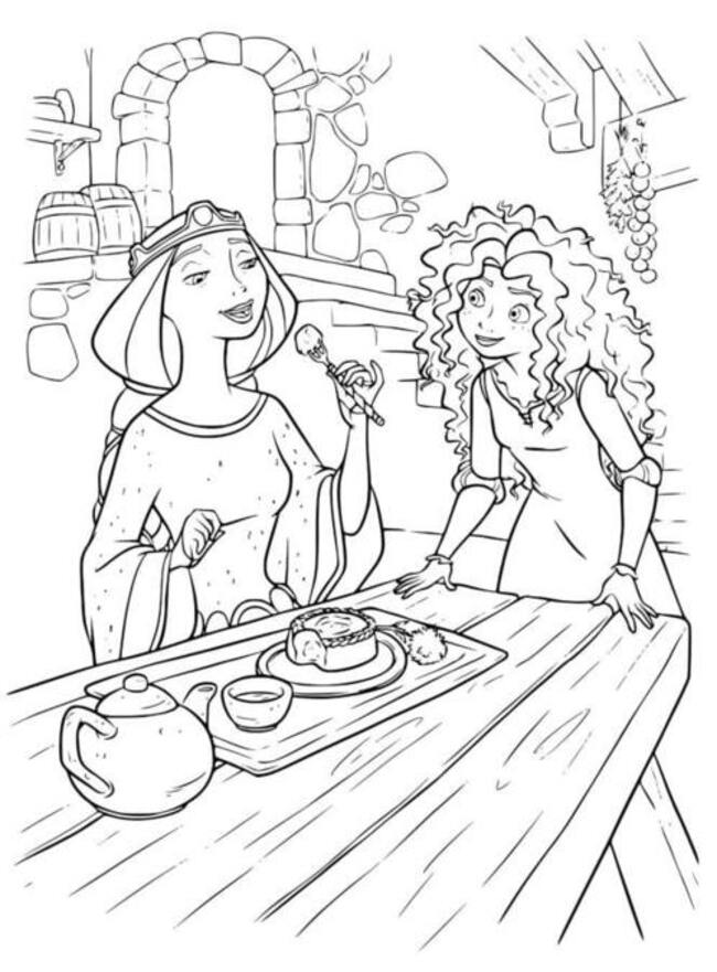 Desenhos de Desenho Elinor e Merida para colorir