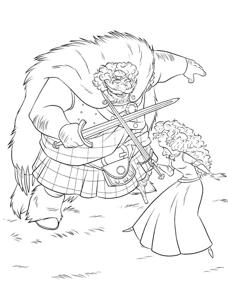 Desenhos de Rei Fergus e Merida de Valente para colorir