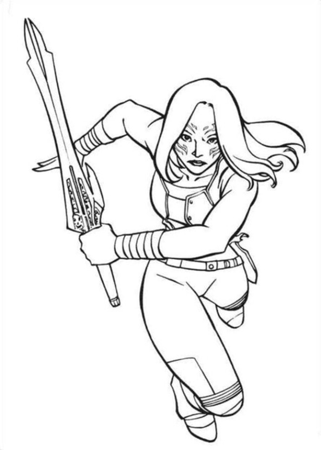 Desenhos de Desenhar Gamora está lutando para colorir