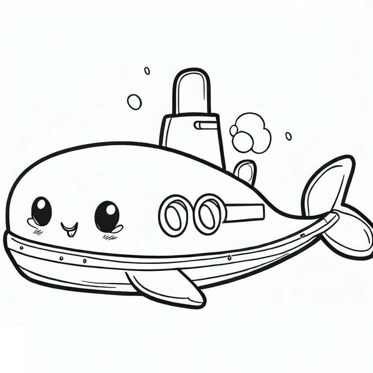 Desenhos de Desenhar submarino fofo para colorir