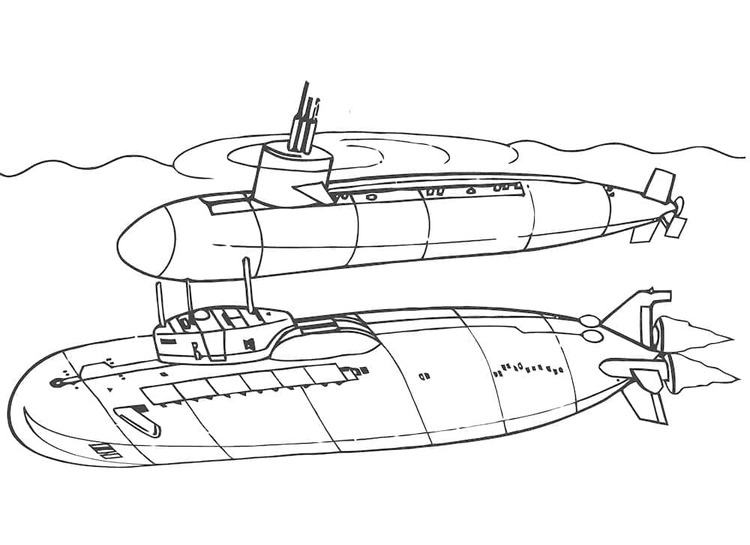 Desenhar submarino militar para colorir